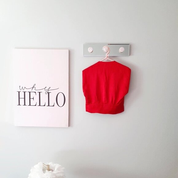 NWOT Zara red satin-effect linen blend plunge neckline sleeveless crop top, XS - Picture 10 of 13